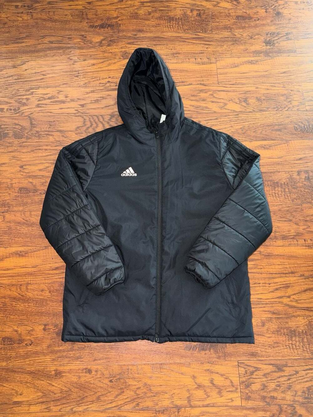 Adidas Condivo 18 Black Padded Winter Jacket Full Zip Hooded Coat